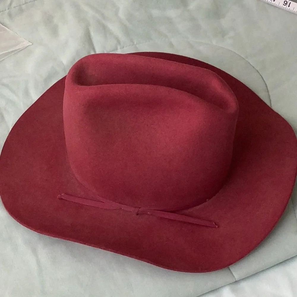 Vintage American Hat Co. Merlot Long Oval Western Hat Maxi Felt Pure Wool Size 7 - Picture 3 of 11